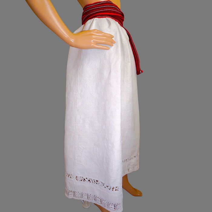 Fusta taraneasca veche lucrata manual, fusta din in si canepa