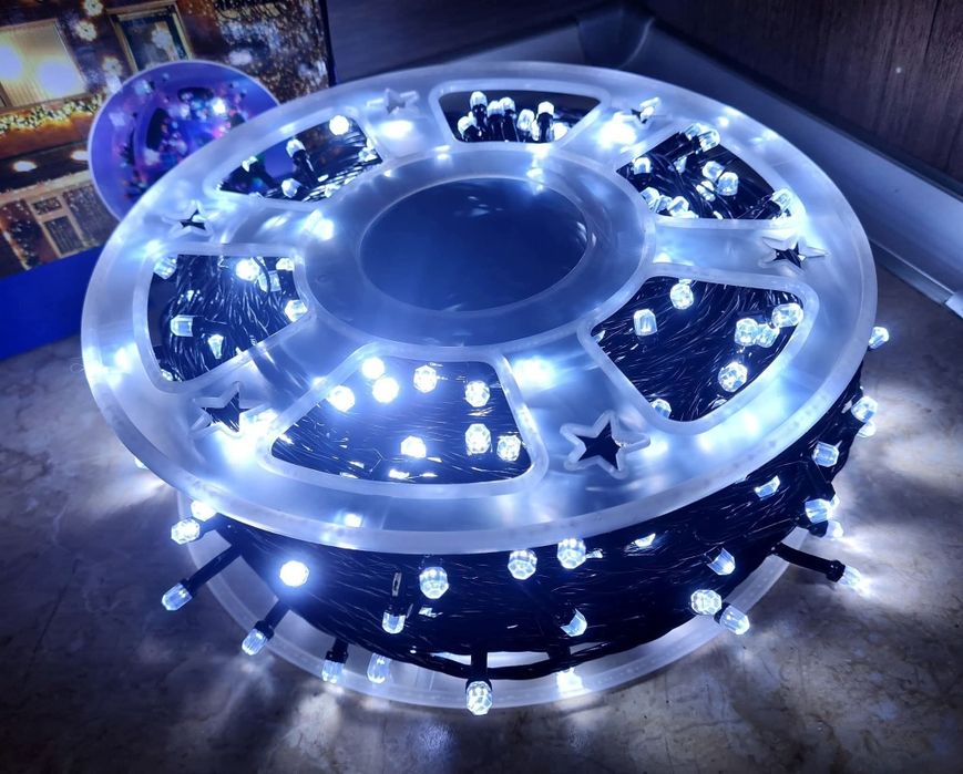 50 метра/100МЕТРА Коледни LED Лампи Бяла Светлина Diamond Диод 8режима