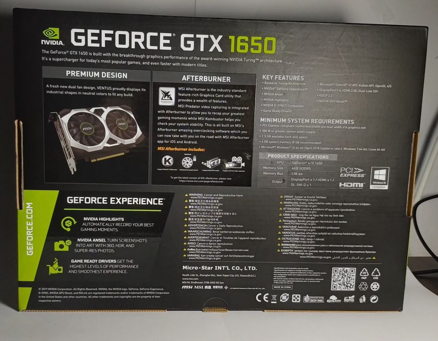 Placa video GTX 1650 MSI Ventus XS