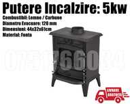 Soba Semineu Lemne Fonta 5kw Incalzire + LIVRARE GRATUITA