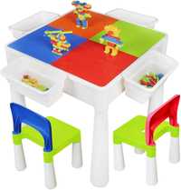 Лего стол + 2 стульчика + лего игрушки в комплекте