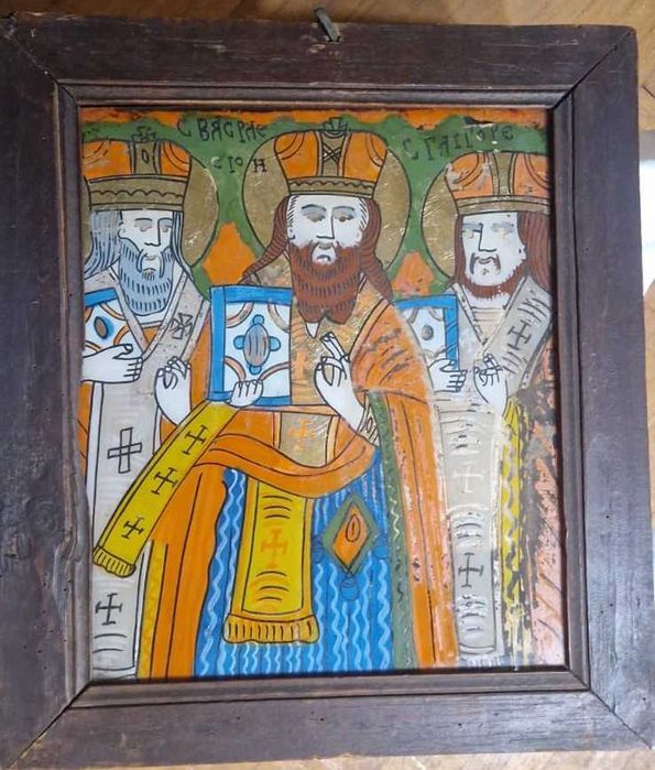 Icoana pictura pe sticla anii 1900 colectie antic