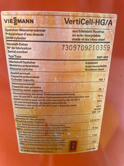 Boiler Viessmann VertiCell inox 130l, 160l, 200l