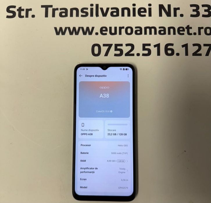 Oppo A38, Dual SIM, 128GB, 4GB RAM, 4G, Glowing Black -T-