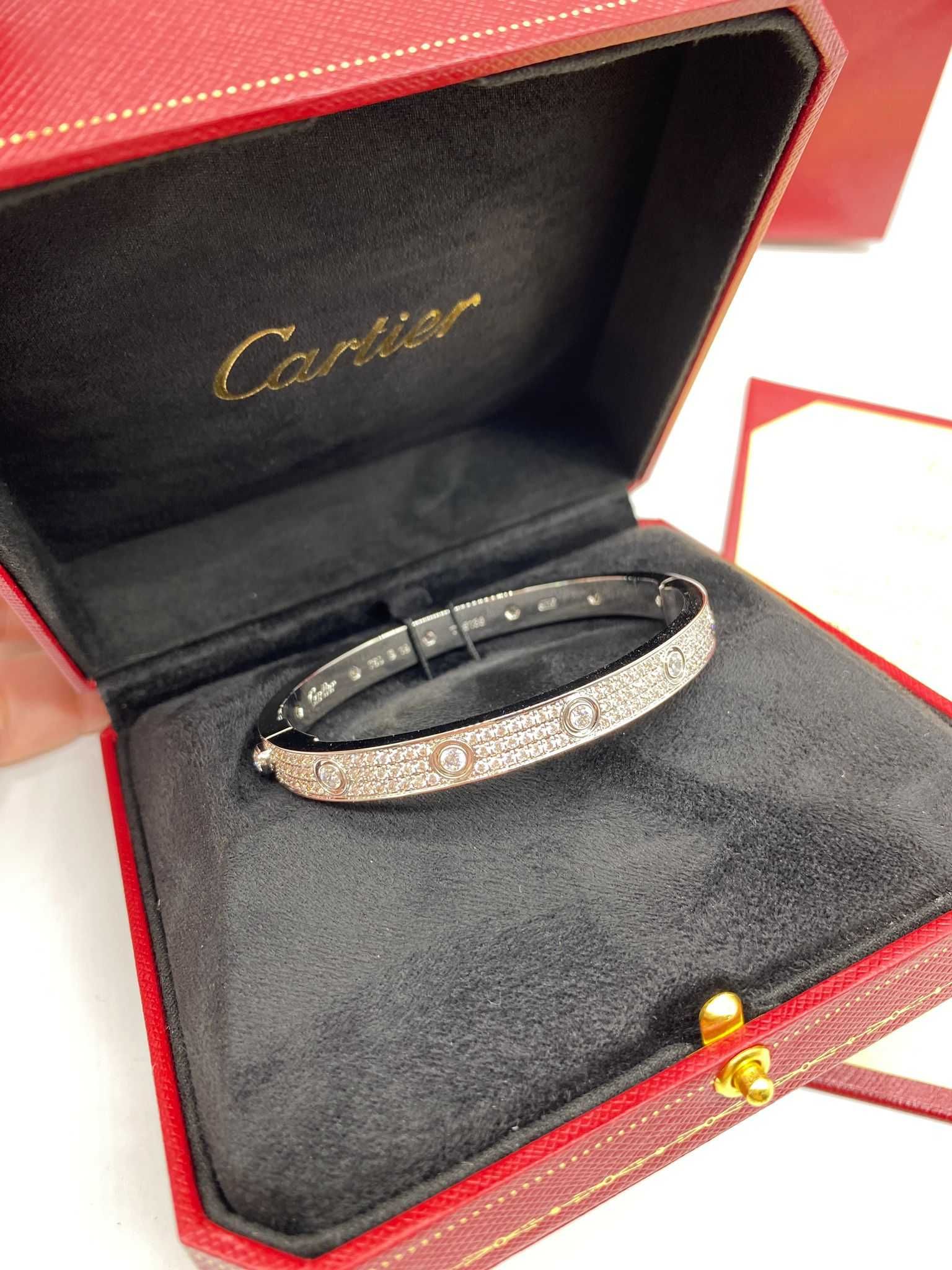 Brățară Cartier LOVE 19 Aur Alb 24K Diamond cu cutie