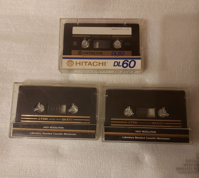 3 броя аудио касети TDK SA-X60, HITACHI DL60