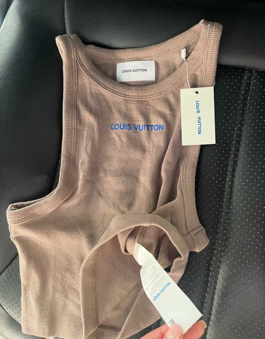 кафяв топ ЛВ рипс кроп къс потник louis vuitton летен