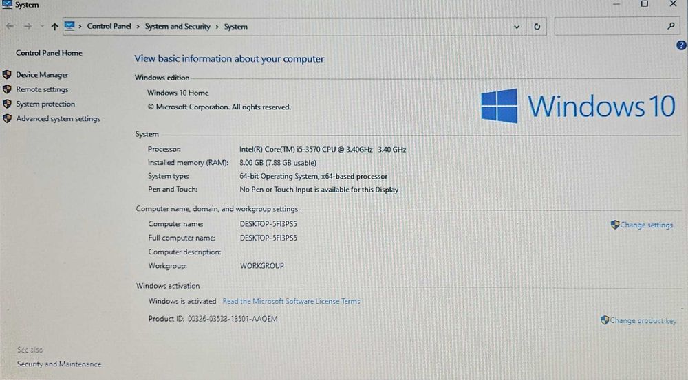 PC Lenovo ThinkCentre, format mic, Intel i5, 8 GB RAM, plus monitor