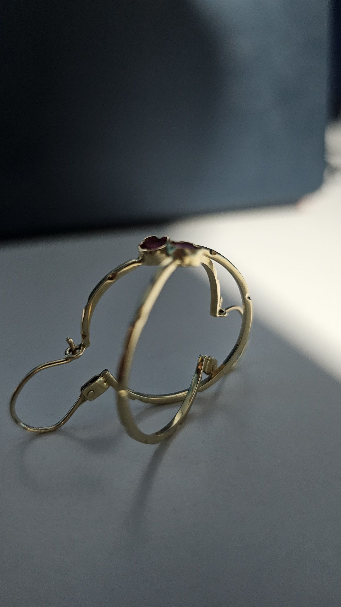 Cercei aur 14k, 3,90 grame cu piatra rosie