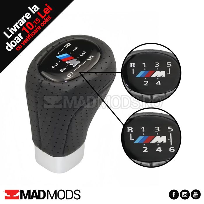 Nuca schimbator M, Piele perforata BMW E60 E61 E90 E91 E92 E81 E87 etc