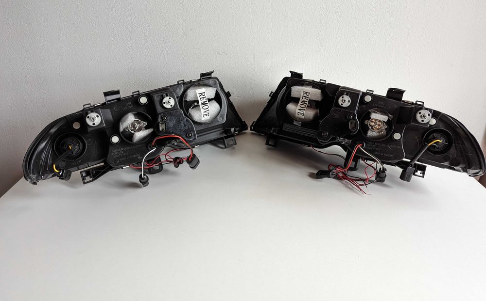 Фарове БМВ Е46 ЛЕД Черни Тунинг Angle eyes LED BMW E46 Седан 98-01'