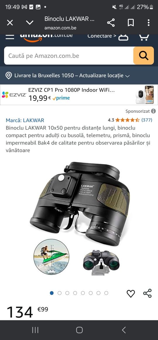 Binoclu LAKWAR 10x50 pentru distanțe lungi, binoclu compact pentru adu