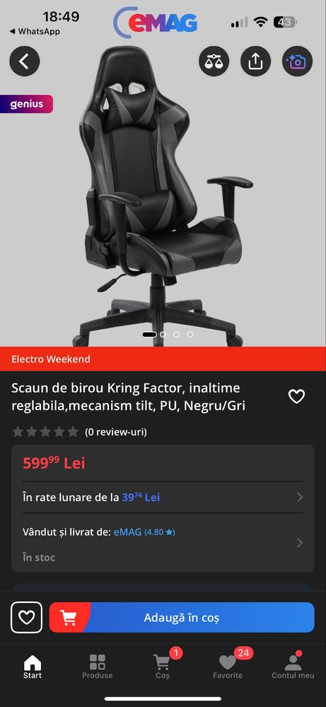 Scaun de birou/ gaming, ergonomic KRING