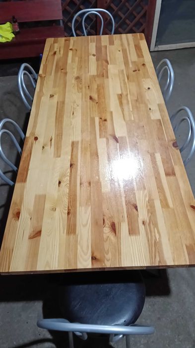 Masă pentru foișor/terasă – lucrată manual, picioare metalice