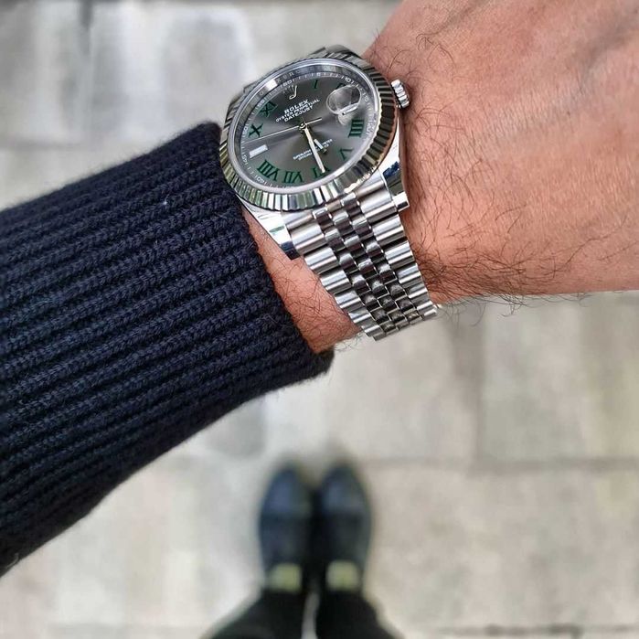 rolex datejust 41mm wimbledon silver