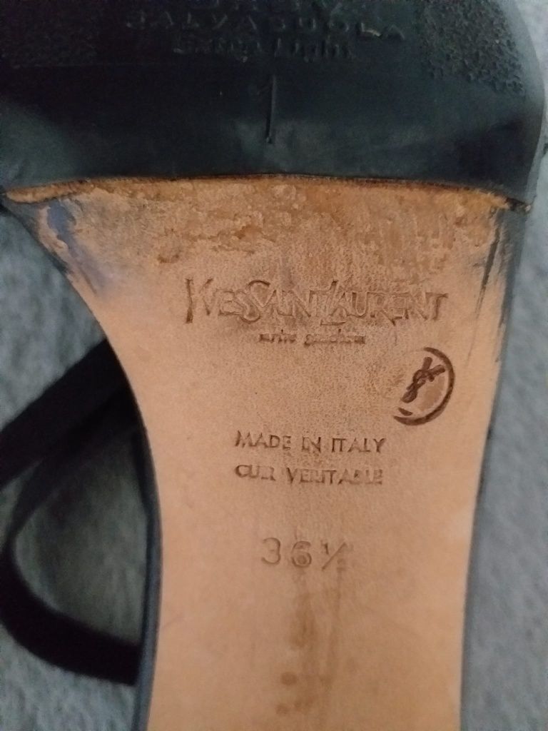 YvesSaintLaurent 36.5 оригинални дамски сандали с ток естествена кожа