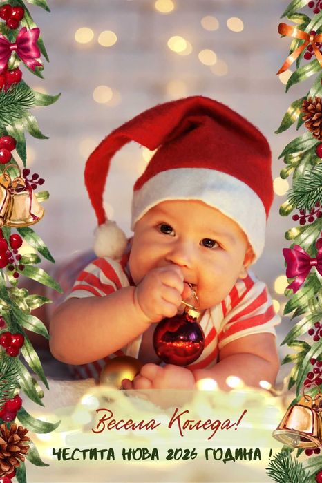 Коледна картичка - магнит в размер 10х15 см.