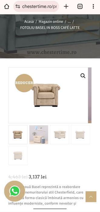 Set Chesterfield canapea si fotoliu