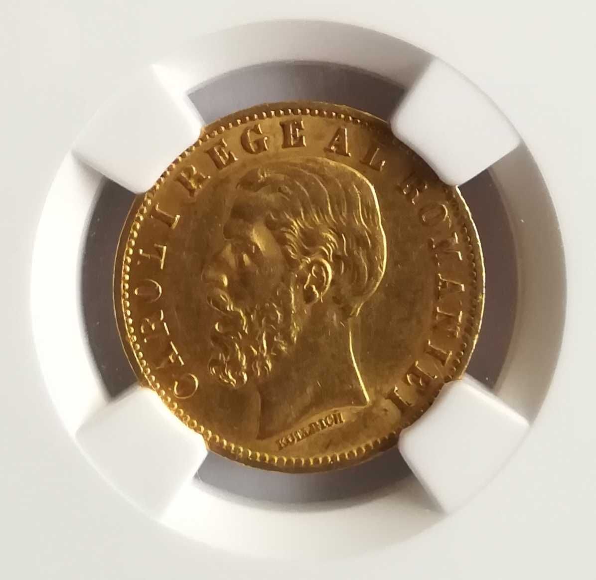 Moneda AUR 20 lei 1883 AU58 si 20 lei 1890 AU58 , certificata de NGC