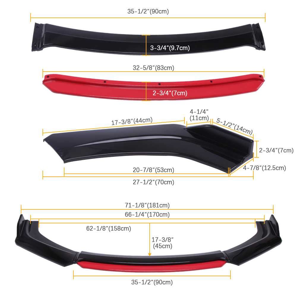 Спойлер предна броня Черен -4 части -№ 103