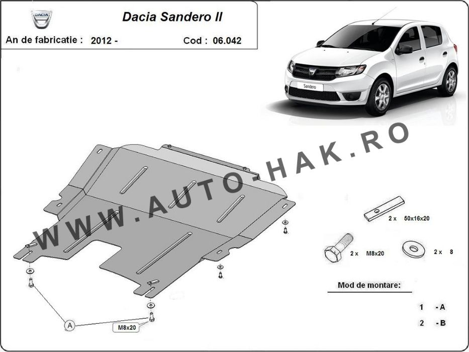 Scut motor metalic Dacia Sandero 2013 -2020