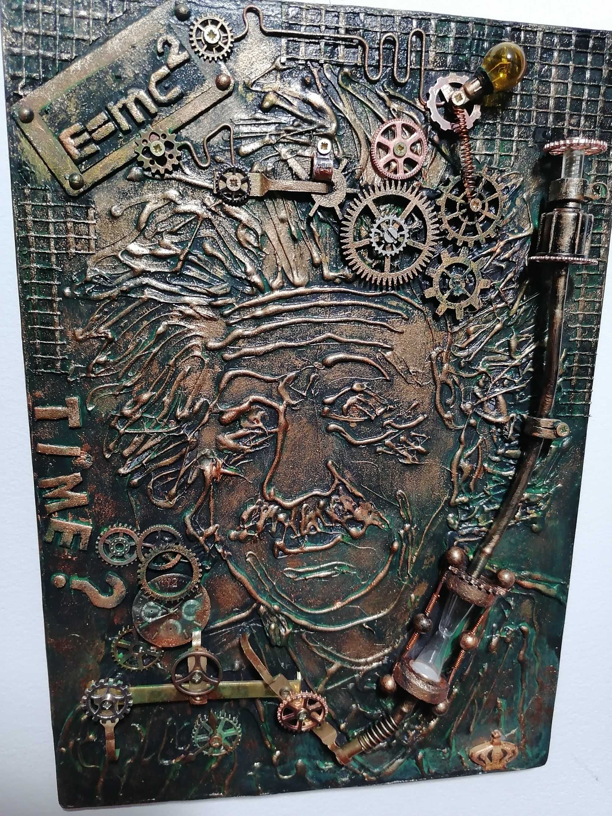 Albert Einstein geniu steampunk,industrial,tablou 3d unicat