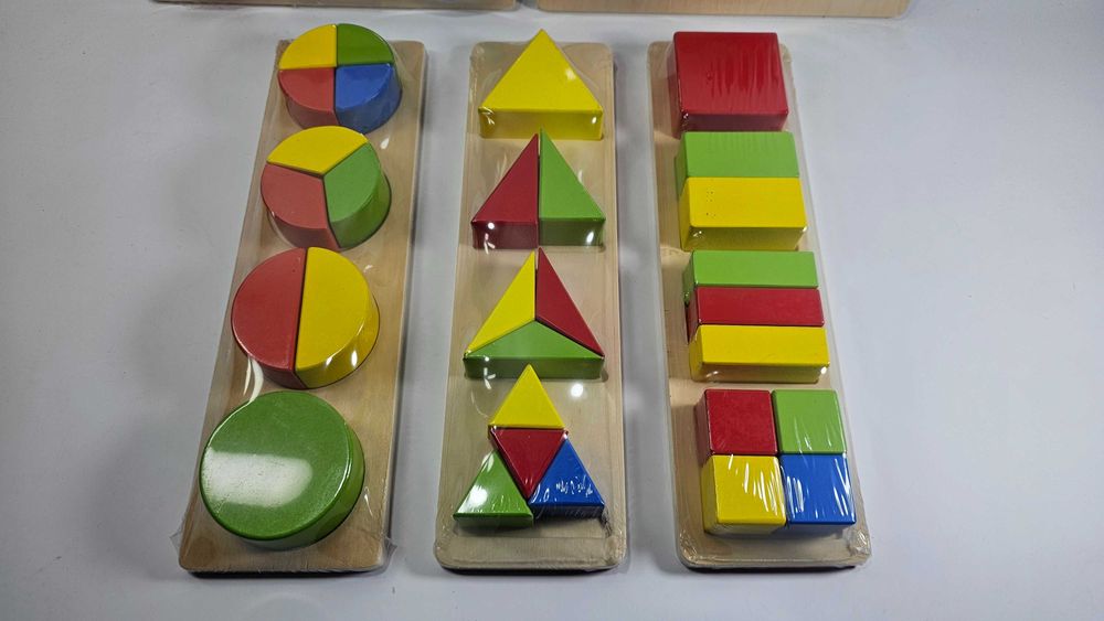 Големи Дървени геометрични фигури Монтесори Материали