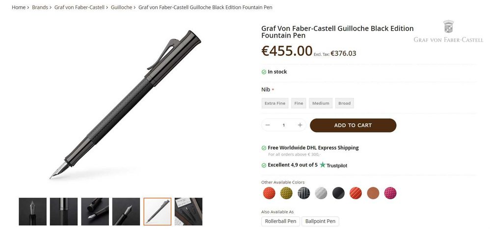 Set Stilou + Pix Graf von Faber-Castell Guilloche Black Edition