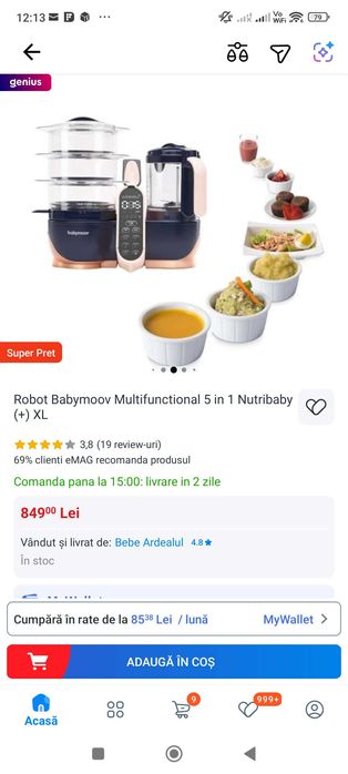 Robot Babymoov Multifuncțional 5 în 1 Nutribaby XL