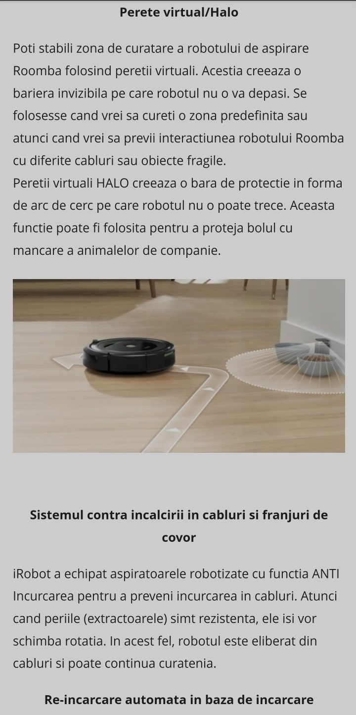 Robot de aspirare iRobot Roomba Antiangle 681, AeroVac Aspirator