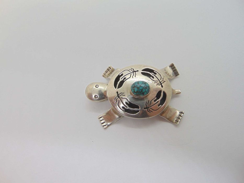 Brosa pandantiv broasca testoasa navajo din argint Bennie Ration