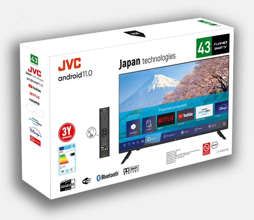 Телевизор JVC 43 SMART DLED ANDROID. 3 года гарантии.