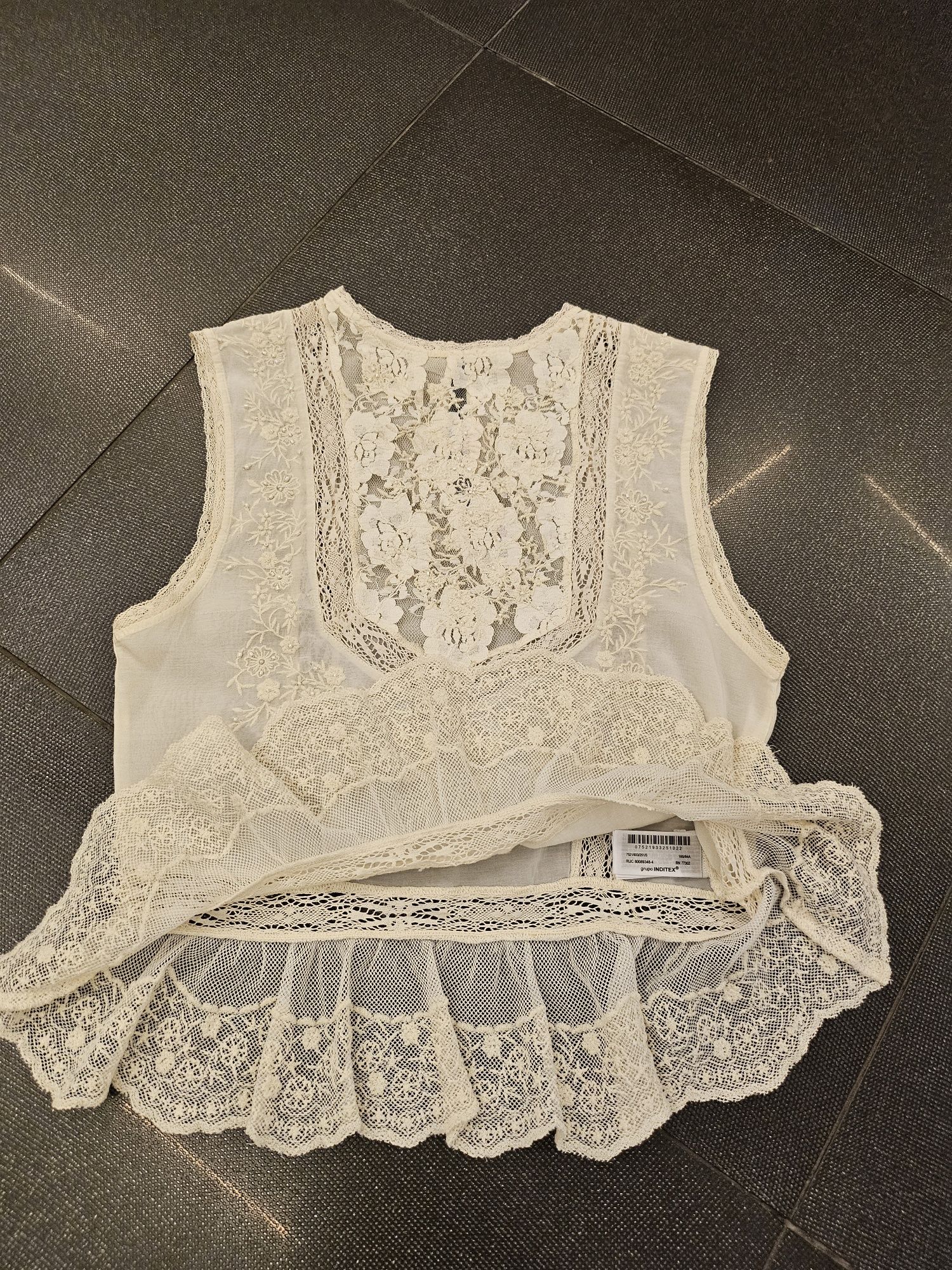 ZARA топ с памучна дантела S-36
