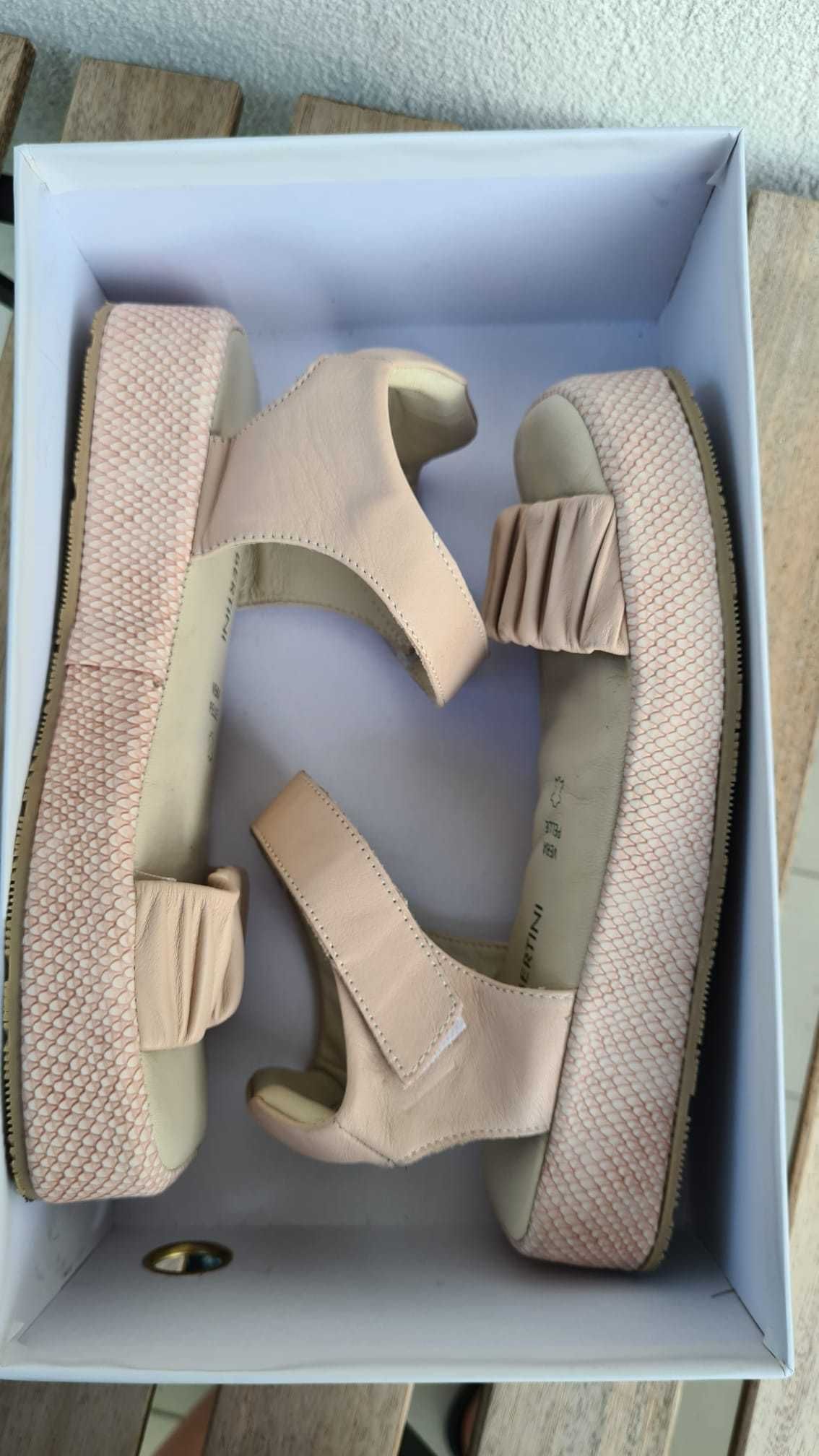 Sandale ENZO BERTINI, piele naturală, mărimea 37, roz pudrat/nude