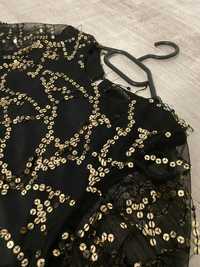 Черна  рокля със златисти пайети
