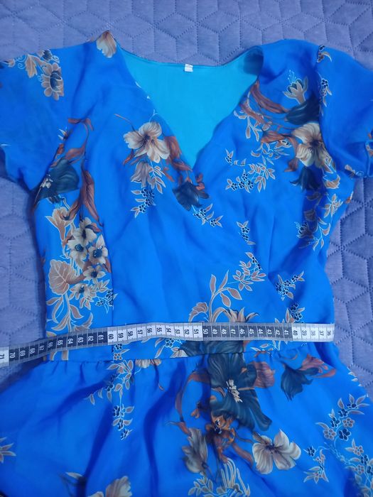 Rochie lungă voal imprimat flori