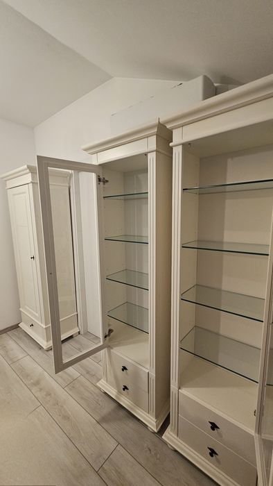 Mobila lemn masiv living culoare ivoire clasic