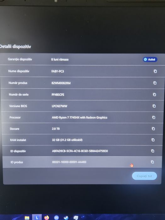 Vând Laptop Lenovo Legion Pro 5 16ARX8