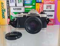 Aparat Foto Analog 35mm Nikon FE10 fara obiectiv; cu capac body
