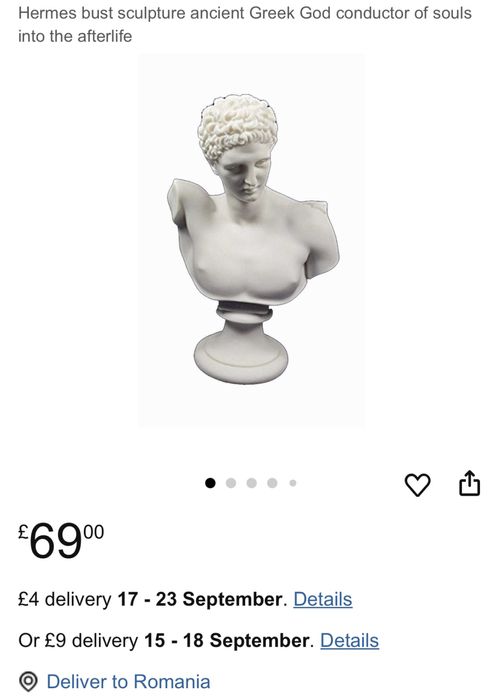 Sculptura Hermes din alabastru