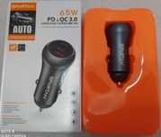 Incarcator Telefon Auto Spartan 65w  Usb +  Type C Negru Fast Charger