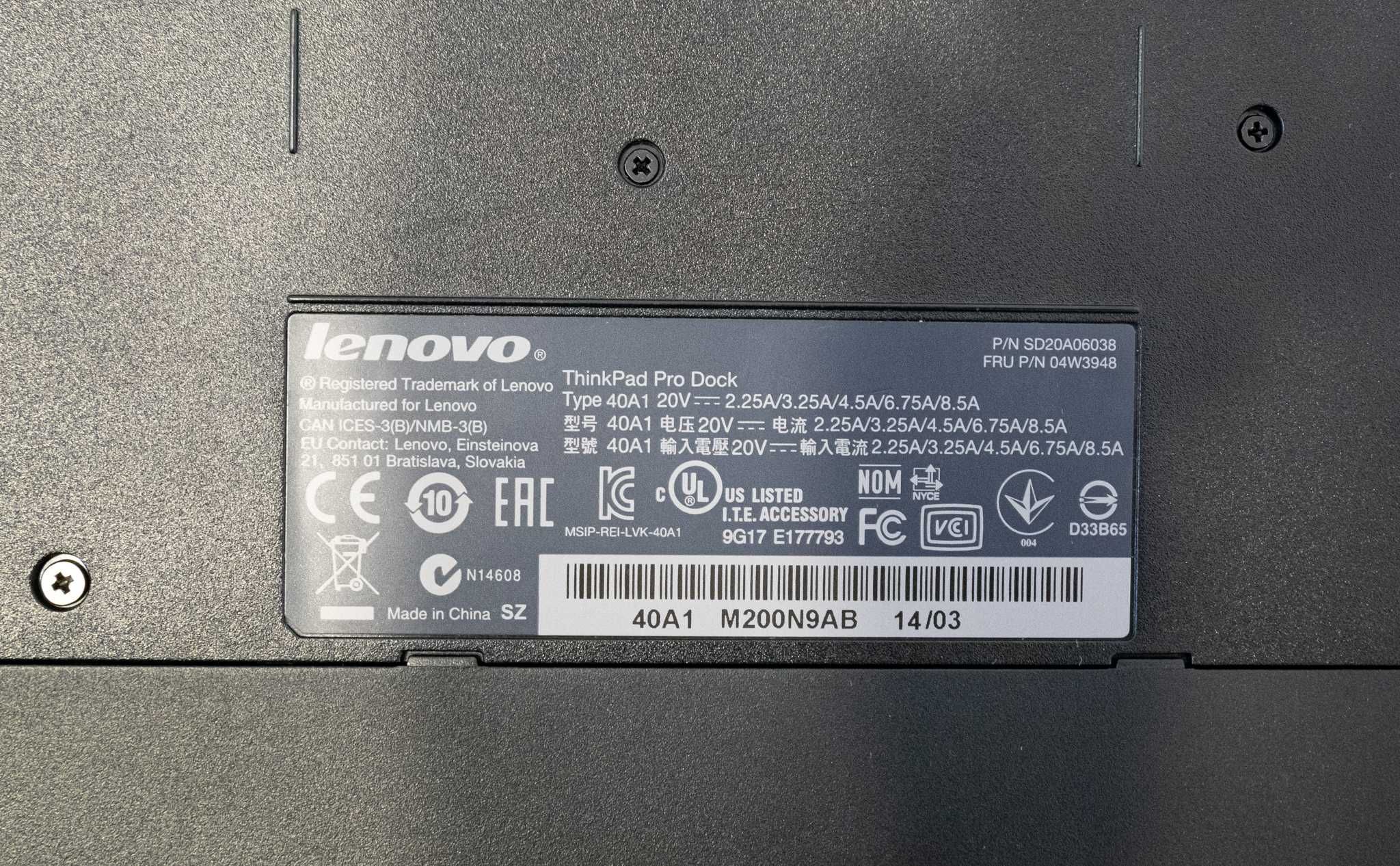 Докинг станция Lenovo Pro Dock 40A1 40A2