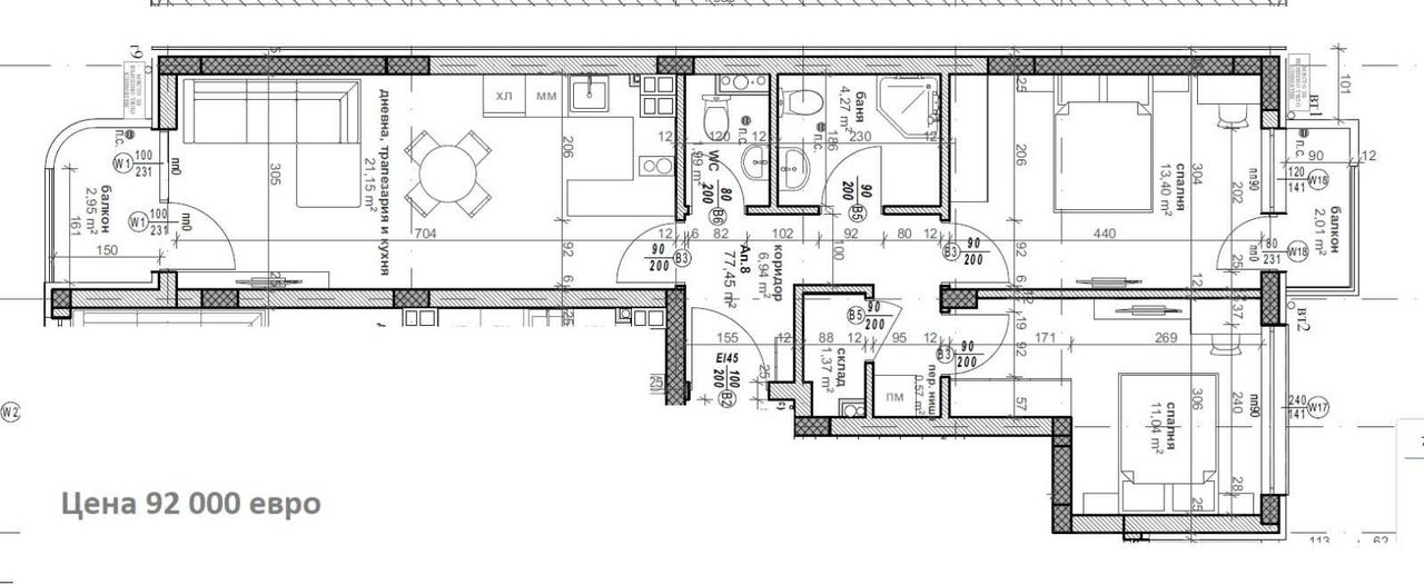 Продава се Тристаен апартамент в Велико Търново, Картала - 78 кв.м за 1315 €/кв.м - Снимка #3
