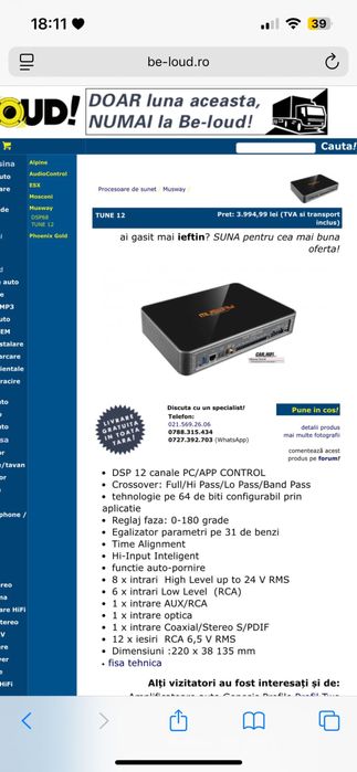 Vand procesor de sunet Musway Tune 12  si amplificator PheonixGold