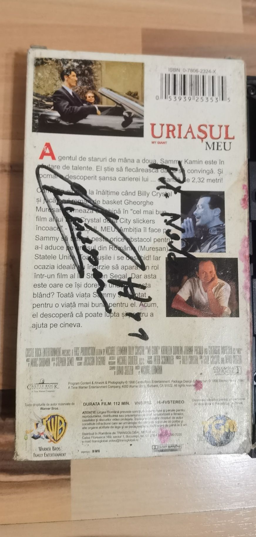 Filme VHS English patient/My Giant cu autograf Ghiță Mureșan anul 1999