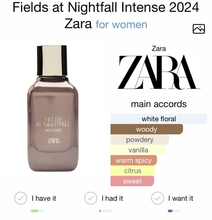 Парфюм Fields at nightfall Intense-Zara