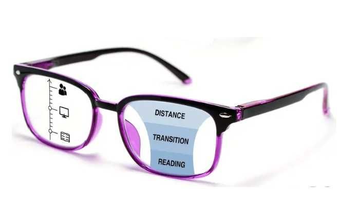 Ochelari de citit multifocali cu lentile progresive.