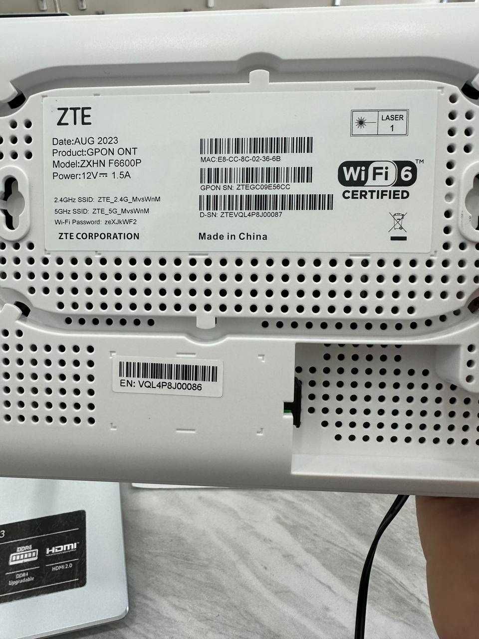 оригинал ZTE GPON 4та антенна WIFI 6 скорость 3000Мб/с (2,4Ghz + 5Ghz)