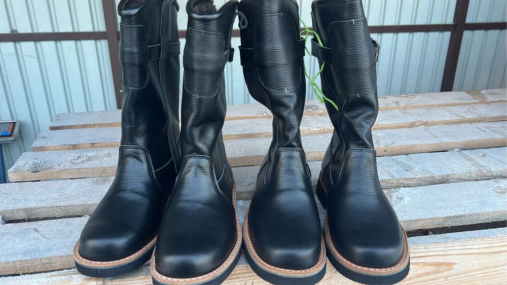 Сапоги мужские, натуральный мех овчины и натуральная кожа