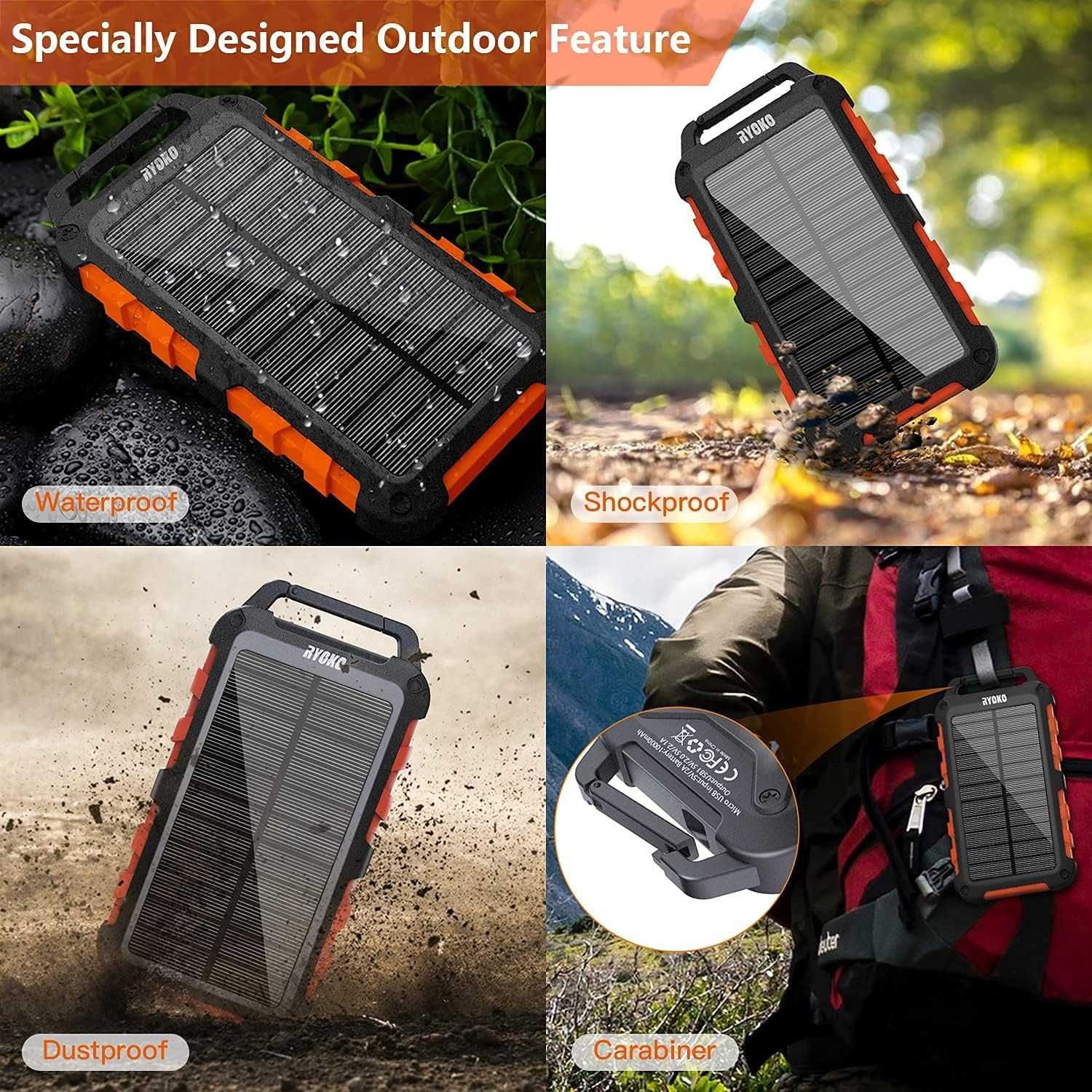 Solar Power Bank 20000mAh, PD 15W